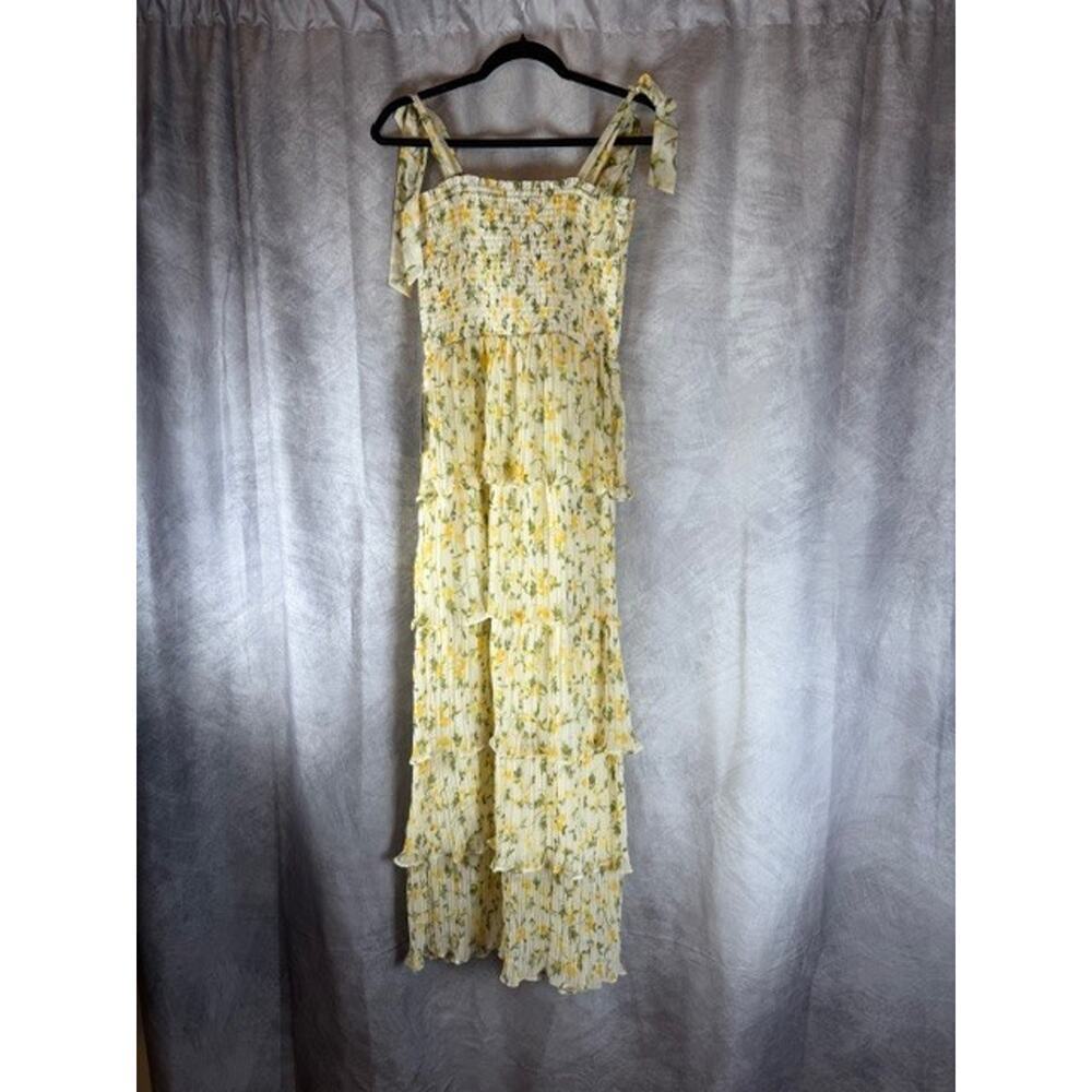 SOCIALITE abstract floral tiered maxi dress NWT Yellow Sz L MSRP $148 - Picture 3 of 8